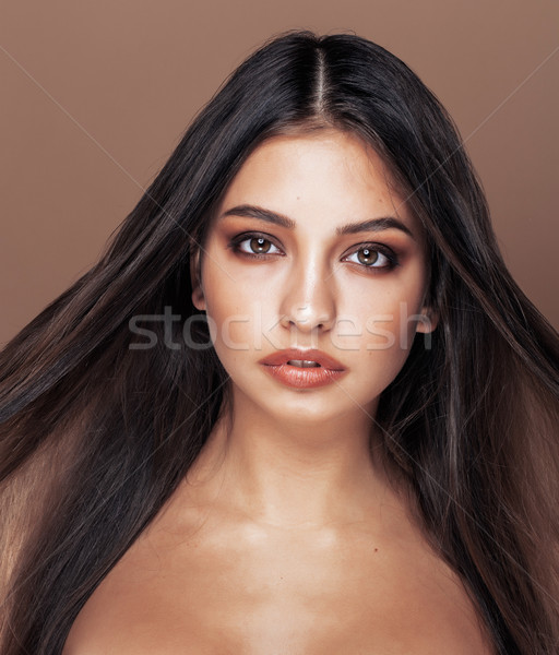 Stockfoto: Cute · gelukkig · jonge · indian · vrouw · studio