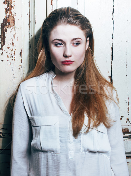 problem depressioned teenage with messed hair and sad face, real Stock photo © iordani