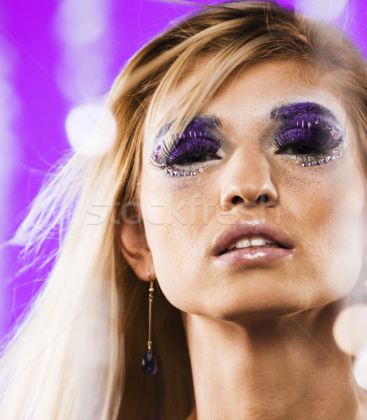 beauty young snow queen in fairy flashes with hair crown on her  Stock photo © iordani