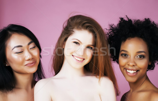 Сток-фото: три · различный · нация · девочек · кожи · волос