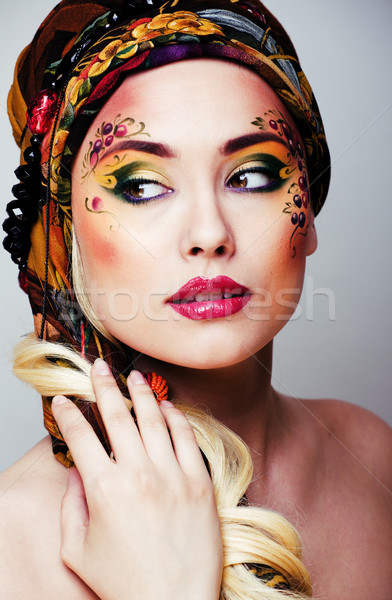 portrait of contemporary noblewoman with face art creative close Stock photo © iordani