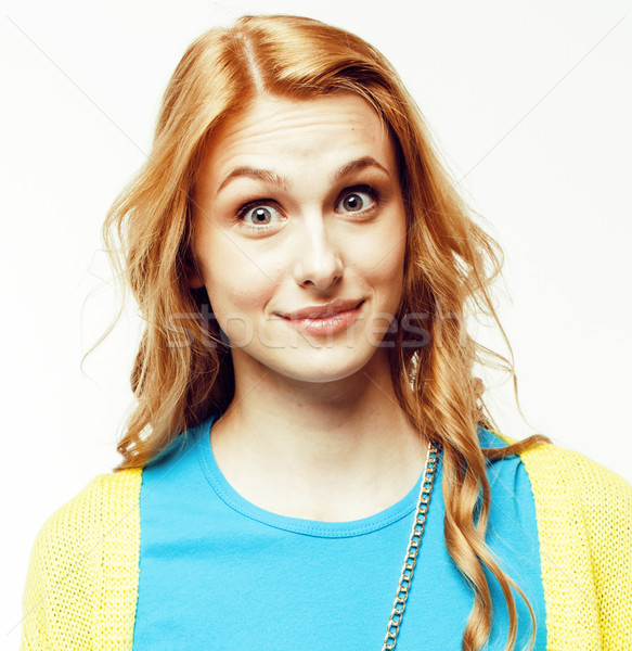 Fiatal csinos vörös haj nő boldog mosolyog Stock fotó © iordani