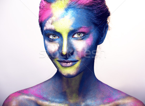 Schoonheid vrouw creatieve make-up zoals heilig Stockfoto © iordani