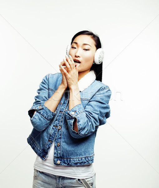 Jóvenes bastante Asia mujer posando alegre Foto stock © iordani