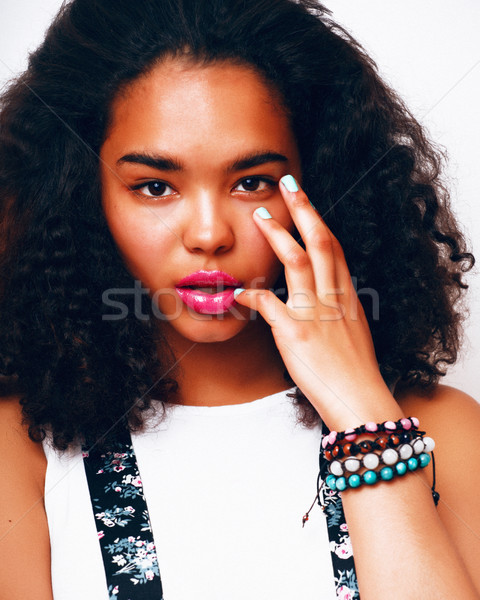 young pretty mulatto african american teenage girl with fashion  Stock photo © iordani
