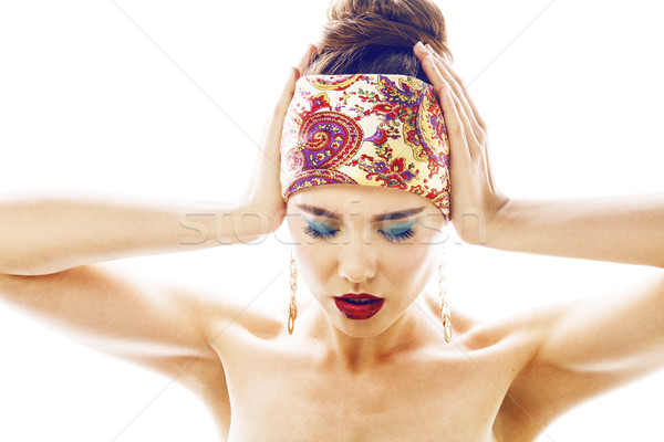 Jonge mooie moderne meisje heldere hoofd Stockfoto © iordani