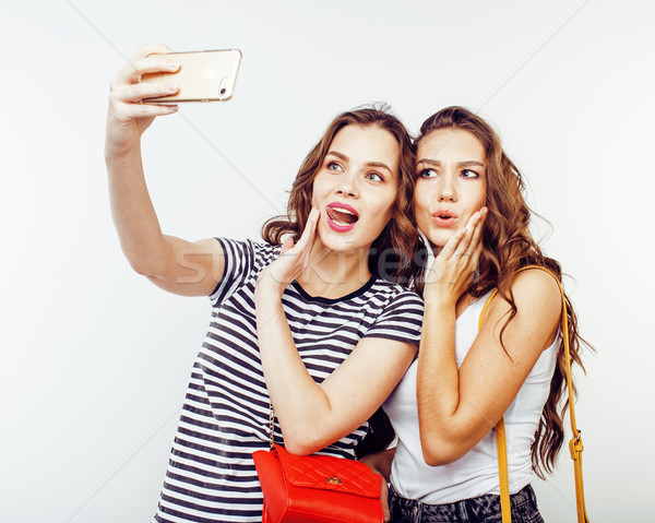 Tienermeisjes samen poseren Stockfoto © iordani