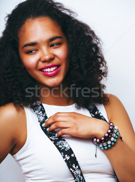 Stockfoto: Jonge · mooie · afro-amerikaanse · tienermeisje · mode · make-up