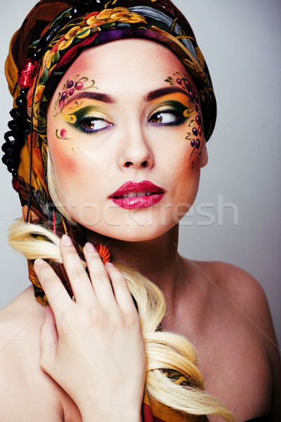 portrait of contemporary noblewoman with face art creative close Stock photo © iordani