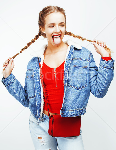 Foto stock: Jovem · bastante · loiro · posando