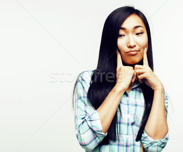Tineri destul de asiatic femeie prezinta Imagine de stoc © iordani