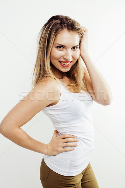 [[stock_photo]]: Jeunes · joli · cheveux · blonds · femme · heureux · souriant