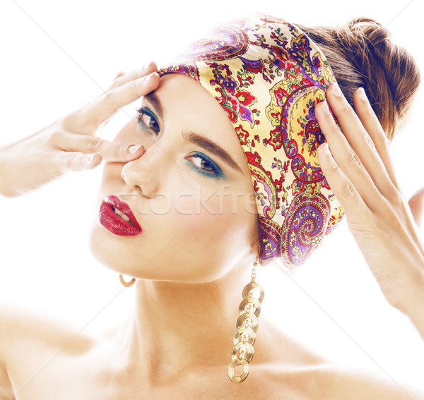 Fiatal csinos modern lány fényes fej Stock fotó © iordani