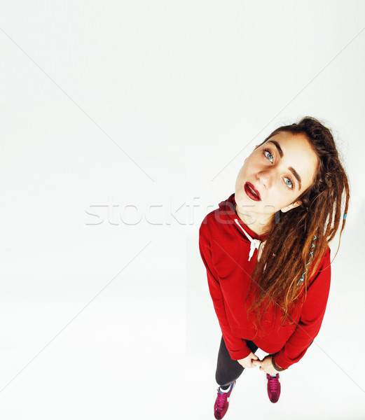 Real Caucasian Woman With Dreadlocks Hairstyle Funny Cheerful