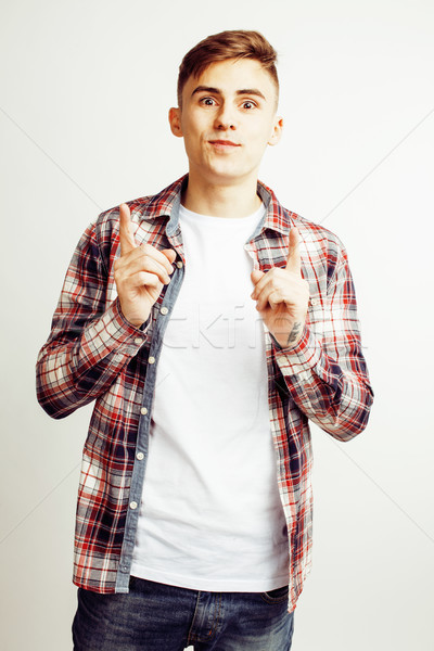 Jungen gut aussehend jugendlich Hipster guy posiert Stock foto © iordani