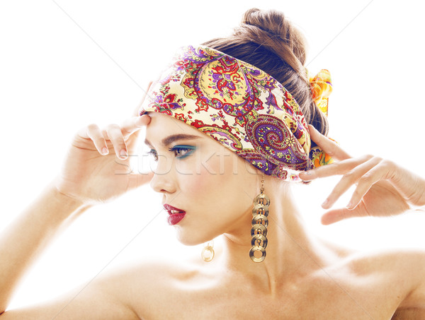 Jeunes joli modernes fille lumineuses tête Photo stock © iordani