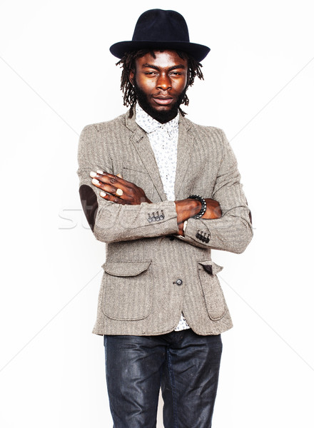 Stockfoto: Jonge · knap · afro · amerikaanse · jongen · stijlvol