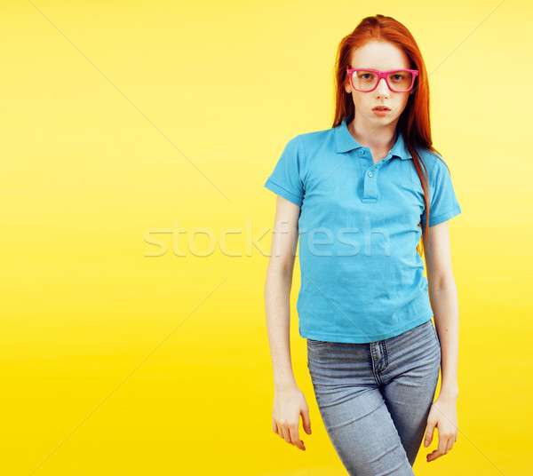 Beauty and skin care. Highly-detailed portrait of attractive redhead teenage girl with charming smil Stock photo © iordani