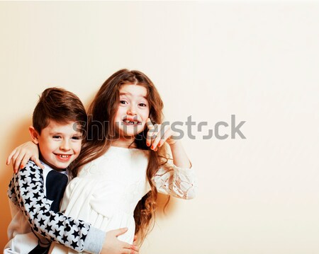 Stock photo: many girlfriends hugging celebration on white background, smilin