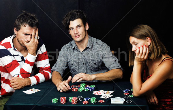 Jongeren spelen poker toernooi vrienden partij Stockfoto © iordani