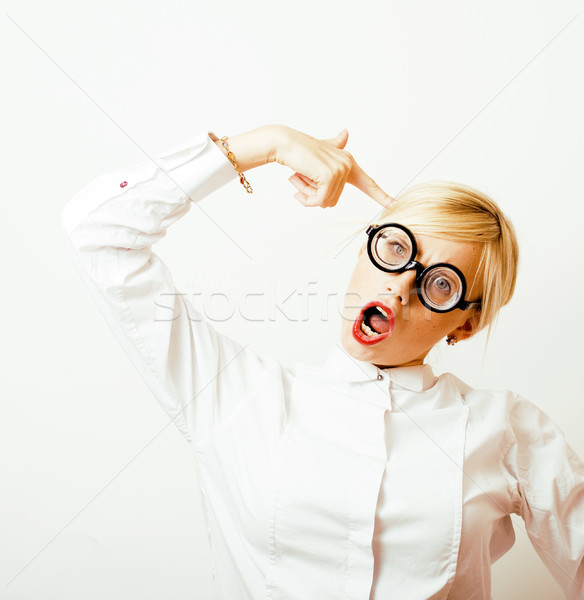 книжный червь Cute молодые женщину очки Сток-фото © iordani