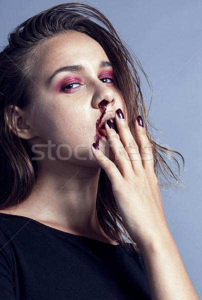 problem depressioned teenager with bleeding nose, real junky clo Stock photo © iordani