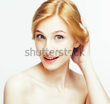 spa picture attractive happy smiling lady young red hair isolated on white close up, lifestyle peopl Stock photo © iordani