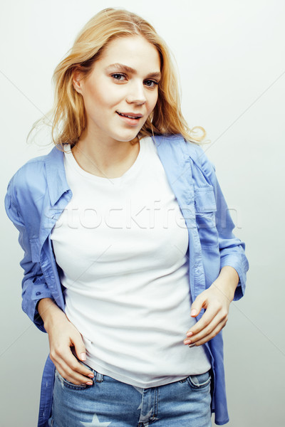 Młodych dość elegancki teen girl stwarzające Zdjęcia stock © iordani