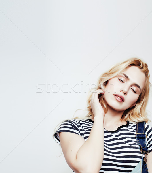 young pretty blond teenage girl close up portrait, lifestyle people concept, teens fashion Stock photo © iordani