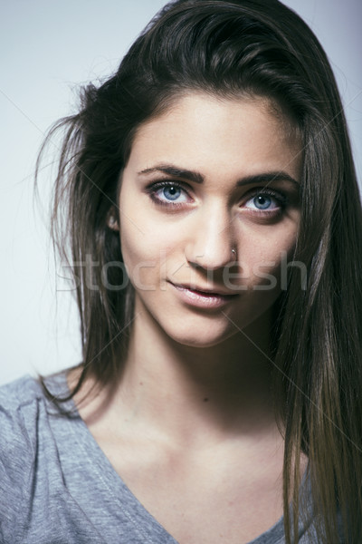problem depressioned teenage with messed hair and sad face, real Stock photo © iordani