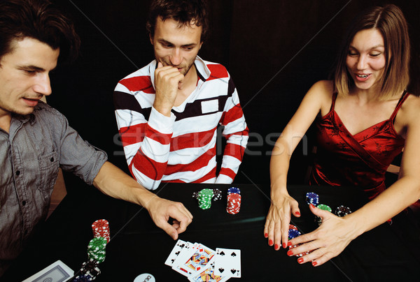 Foto d'archivio: Giovani · giocare · poker · torneo · amici · party