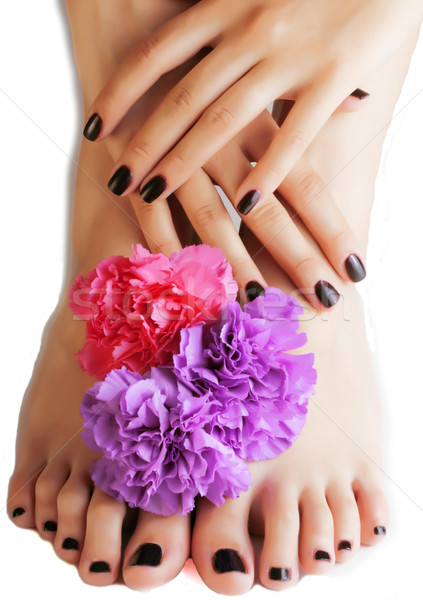 Foto stock: Manicura · pedicure · flor · aislado · blanco