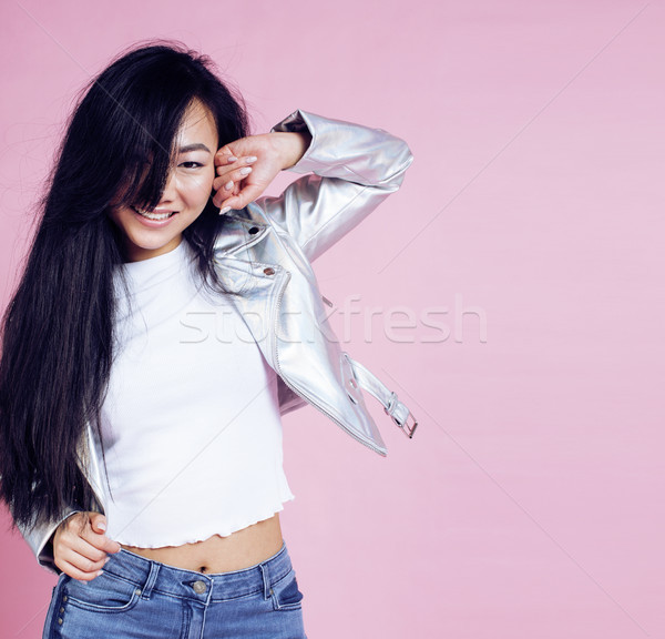 Young Pretty Smiling Asian Korean Girl Wearing Modern Fashion Clothers On Pink Background Lifestyle Stock Photo C Iordani 8378324 Stockfresh