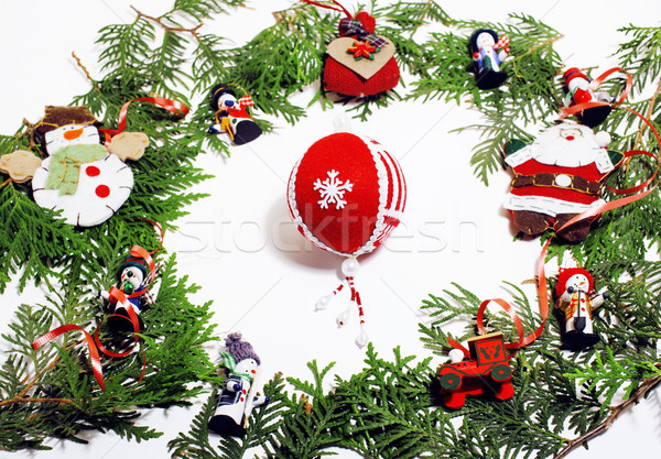 christmas decoration isolated , white background for post card gift vintage  Stock photo © iordani