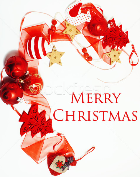 Weihnachten Dekoration isoliert weiß post Karte Stock foto © iordani