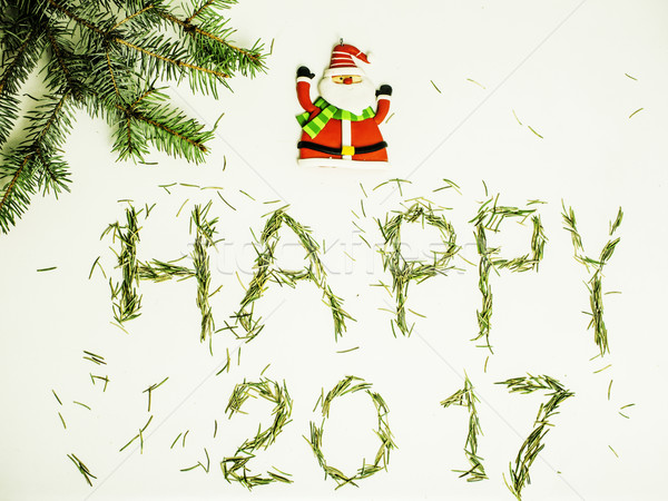Buon anno design bianco pino babbo natale biglietto d'auguri Foto d'archivio © iordani