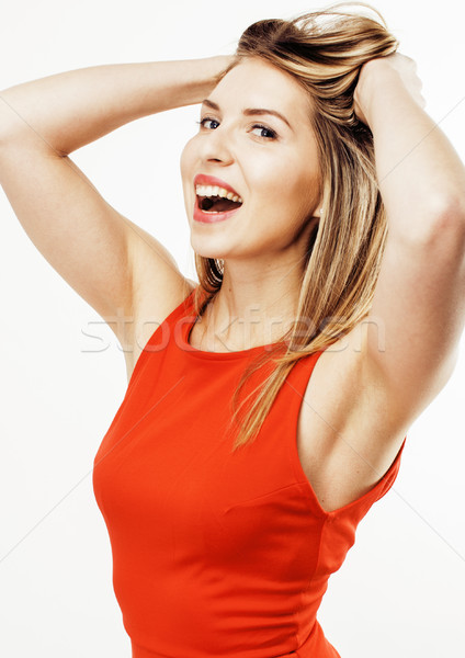 Młodych dość blond włosy kobieta szczęśliwy uśmiechnięty Zdjęcia stock © iordani