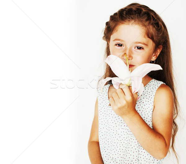 Weinig cute voorjaar meisje kostuum geïsoleerd Stockfoto © iordani
