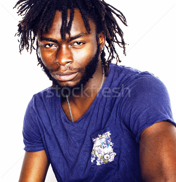 young handsome afro american boy stylish hipster gesturing emoti Stock photo © iordani