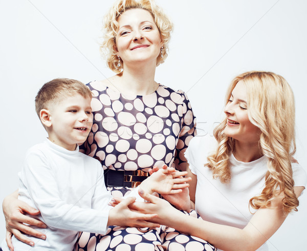 happy smiling family together posing cheerful on white background, lifestyle people concept, mother  Stock photo © iordani