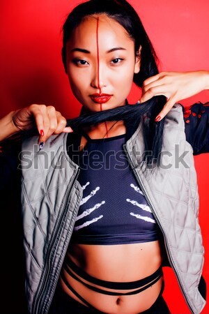 Stock photo: beauty bright african woman with creative make up, shawl on head