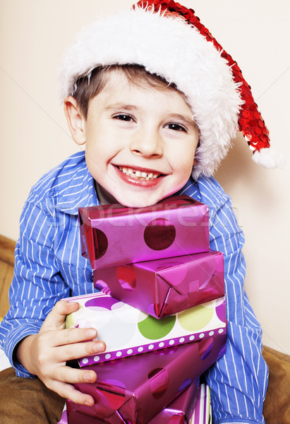 Stock foto: Wenig · cute · Junge · Weihnachten · Geschenke · home