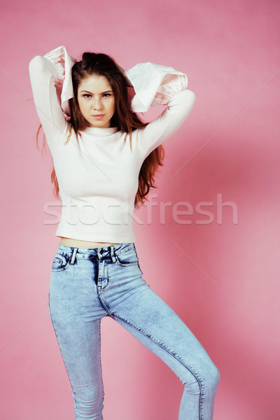 かわいい かなり 十代の少女 笑みを浮かべて ピンク ストックフォト © iordani