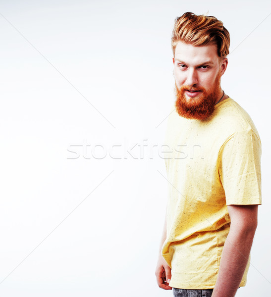 young handsome hipster ginger bearded guy looking brutal isolate Stock photo © iordani