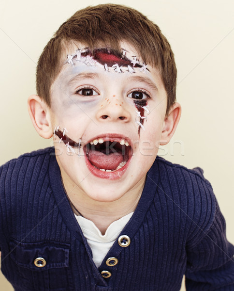 Kicsi aranyos fiú ahogy zombi apokalipszis Stock fotó © iordani