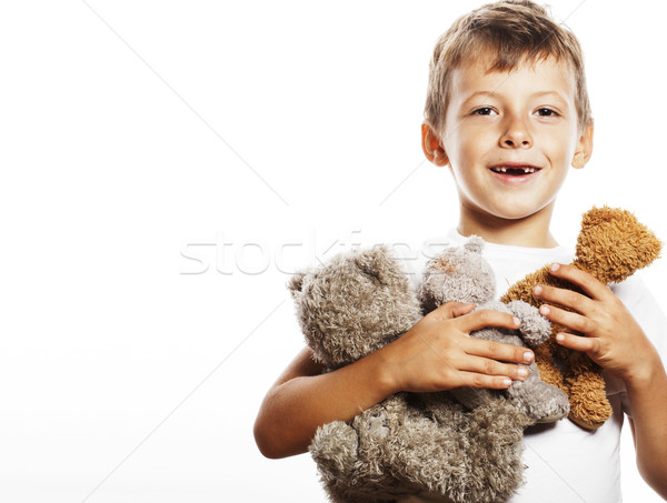 小 可愛 男孩 許多 泰迪熊 擁抱 商業照片 © iordani