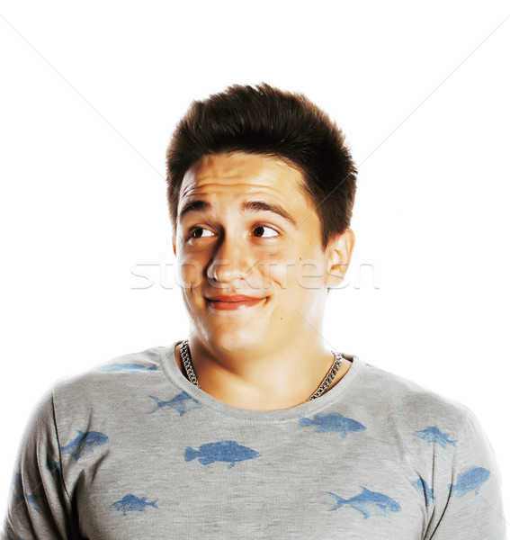 young handsome brunete man emotional posing on white background  Stock photo © iordani