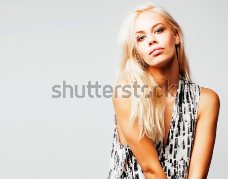 young pretty woman with blond hair on white background, sensual makeup, fashion sexy look, lifestyle Stock photo © iordani