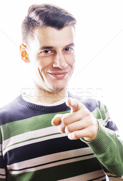 young handsome well-groomed guy posing emotional on white backgr Stock photo © iordani