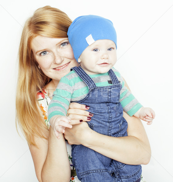 Genç güzellik anne sevimli bebek kırmızı Stok fotoğraf © iordani